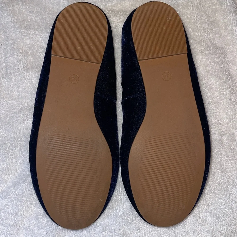 Girls Boden Navy Blue Velvet Shoes with Sequin Heart & Star Size 3 Flats loafers